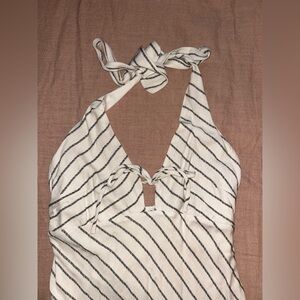 Wild Fable White and Black Striped Halter Dress